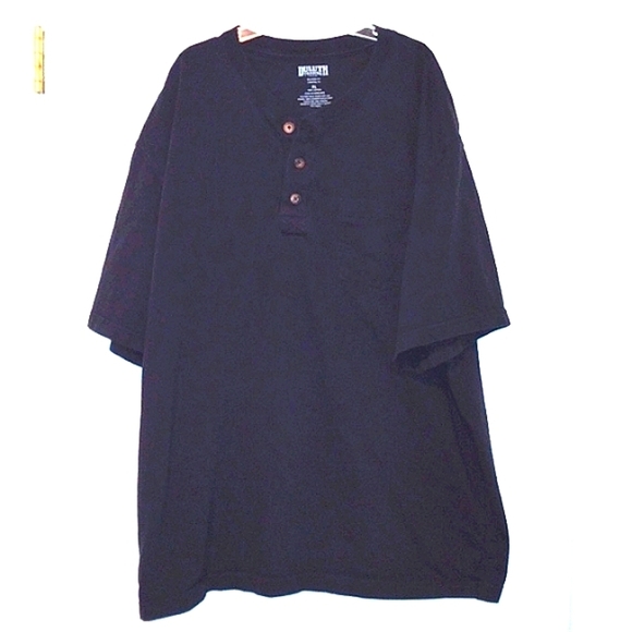 Men's Longtail T Relaxed Fit Short Sleeve Henley with Pocket-XL black - Picture 2 of 5